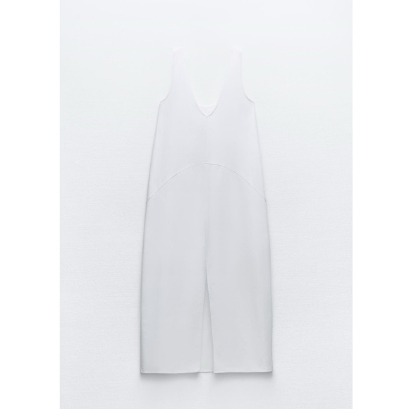 NWT Zara Round Neckline Combination Poplin Midi Tank Dress Sz:M - Picture 7 of 10